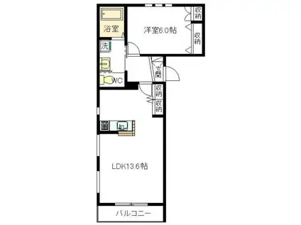 スリジェ W(1LDK/2階)の間取り写真