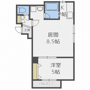 S-COURT麻生(1LDK/3階)の間取り写真
