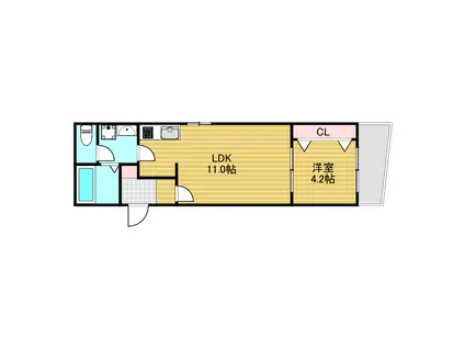 レジデンスコート十三(1LDK/1階)の間取り写真