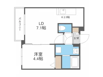 アミーナVIII(1LDK/2階)の間取り写真