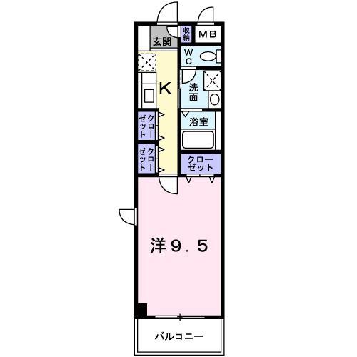 ファインクレール(1K/3階)の間取り写真