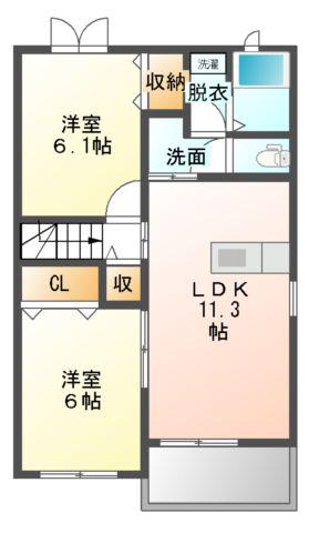 エクシブ(2LDK/2階)の間取り写真