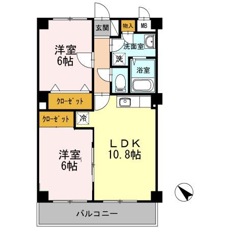 パレ・ドール港南台(2LDK/1階)の間取り写真