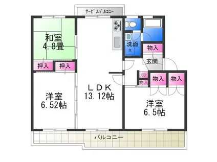 百舌鳥本町(3LDK/2階)の間取り写真