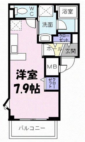 カトルセゾン(1K/2階)の間取り写真