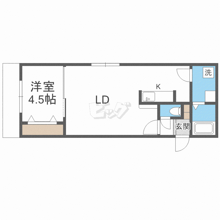ラピスラズリ(1LDK/1階)の間取り写真