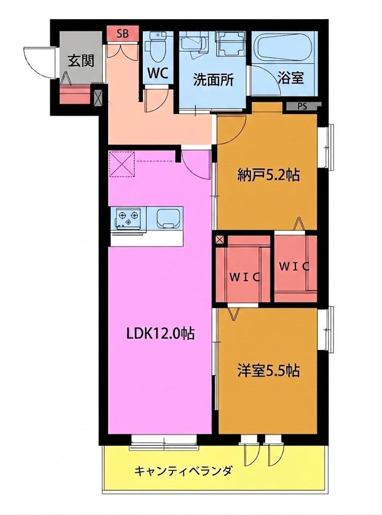クアルトシンワ(2LDK/3階)の間取り写真