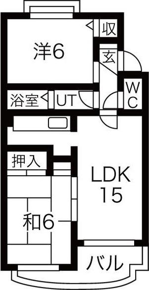 クレスト白鳥(2LDK/2階)の間取り写真