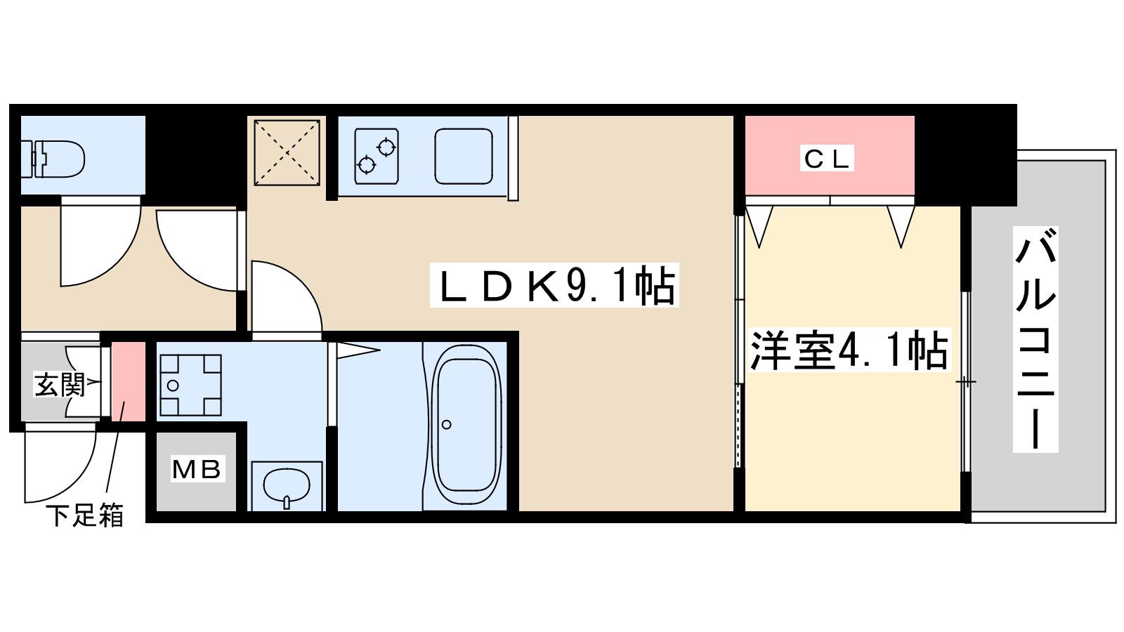 エスレジデンス江坂エミネンス(1LDK/2階)の間取り写真