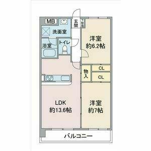 レージュ竜泉(2LDK/2階)の間取り写真