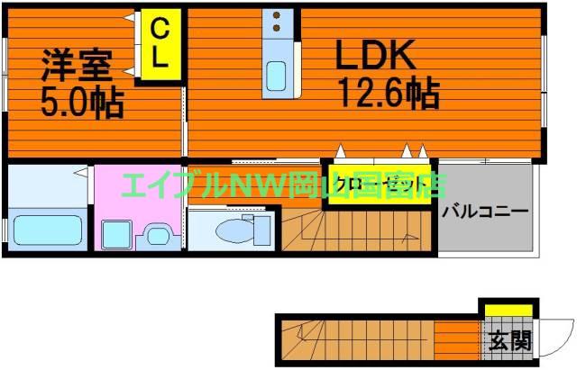 ALBA GRANDE(1LDK/2階)の間取り写真