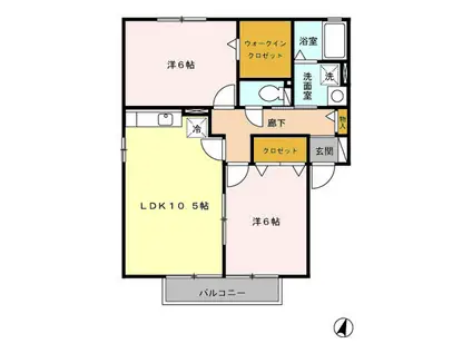 セジュール あいりす(2LDK/2階)の間取り写真