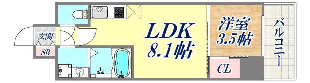 LIVIAZ KOBE LAMER(1LDK/5階)の間取り写真