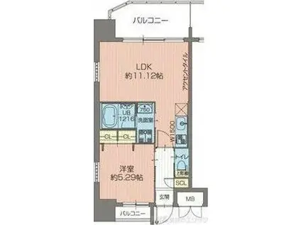 プレジオ吹田(1LDK/5階)の間取り写真