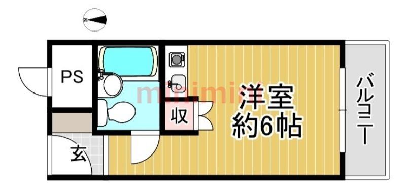 シャルム茨木(ワンルーム/3階)の間取り写真