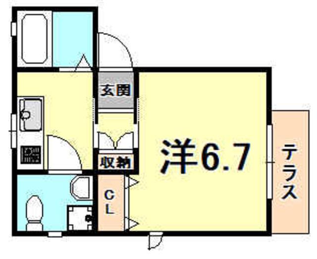 カナート西宮北口(1K/1階)の間取り写真