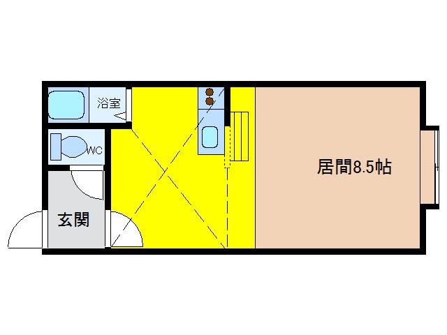 テラハウス万代(ワンルーム/2階)の間取り写真
