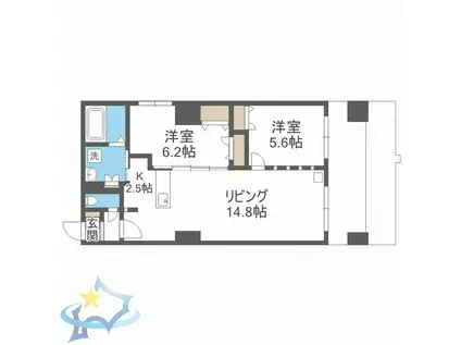 モンブリック琴似II(2LDK/2階)の間取り写真