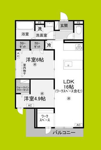ウエスタンハイツ19(2LDK/3階)の間取り写真