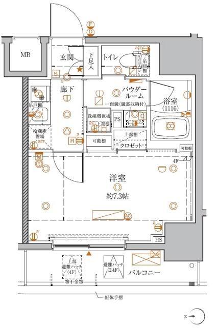 クレイシアIDZ王子マークプレイス(1K/2階)の間取り写真