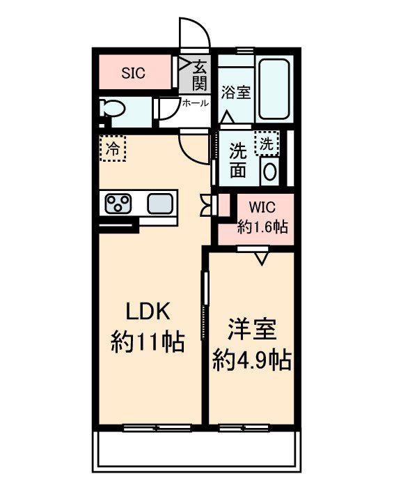 マイカーサ湘南(1SLDK/2階)の間取り写真
