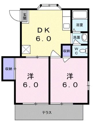 グレイスハイム A(2DK/1階)の間取り写真