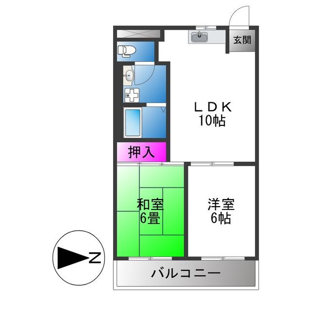 Mプラザ菱江(2LDK/1階)の間取り写真
