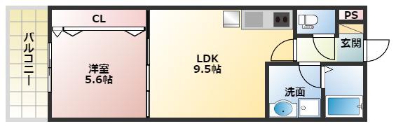 アート長瀬A(1LDK/2階)の間取り写真