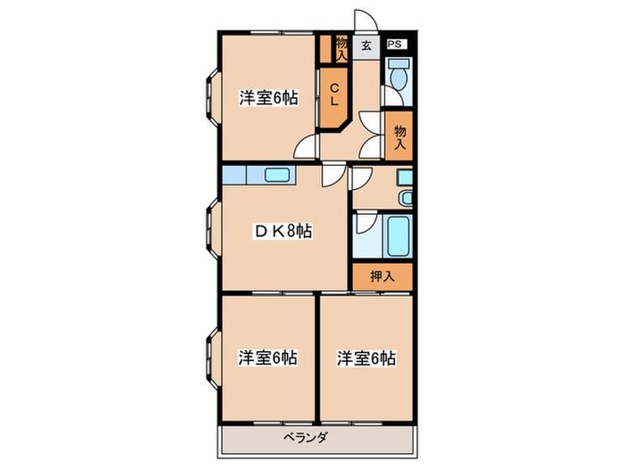 中町マンション(3DK/3階)の間取り写真