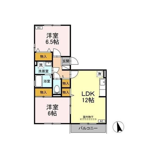 D-ROOM エスポワール笹本A(2LDK/3階)の間取り写真