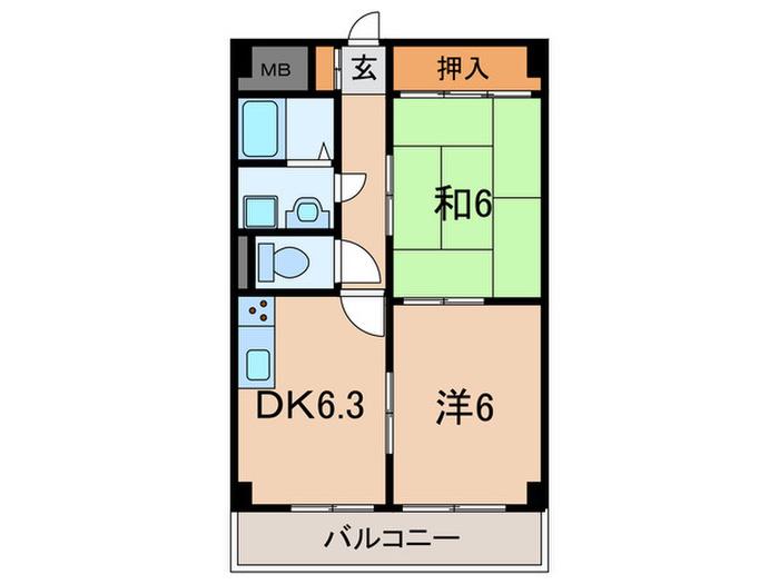 シャルマン西代(2DK/1階)の間取り写真