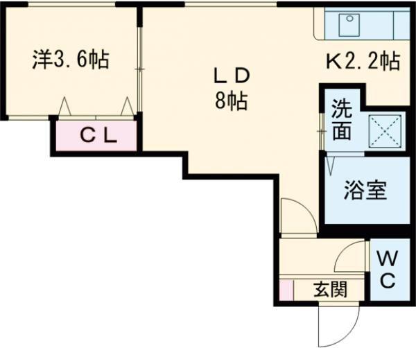 ハイアット恵庭(1LDK/1階)の間取り写真