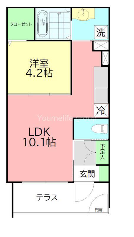 AKII八芳(1LDK/1階)の間取り写真