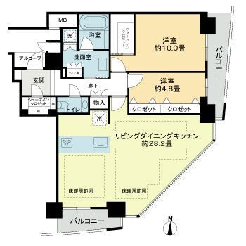 大阪ひびきの街 ザ・サンクタスタワー(2LDK/52階)の間取り写真