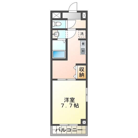 コスモタウン(1DK/3階)の間取り写真