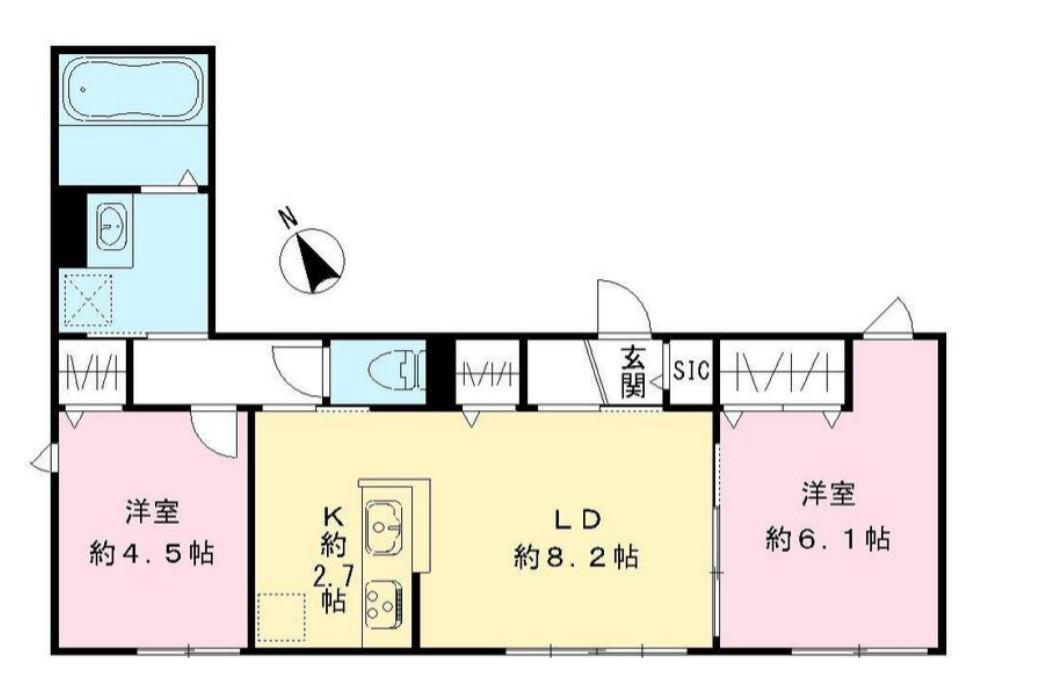 ミモザパル(2LDK/1階)の間取り写真