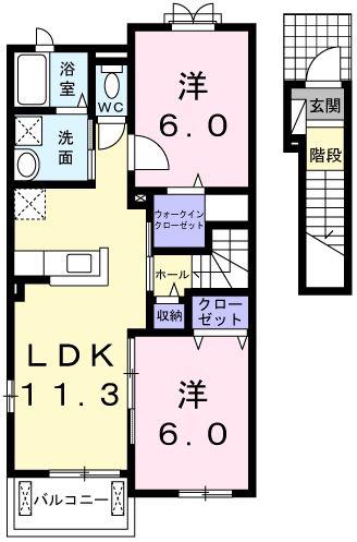 SCHON GARTEN(2LDK/2階)の間取り写真
