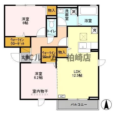 レジデンスクラインバンブス(2LDK/1階)の間取り写真