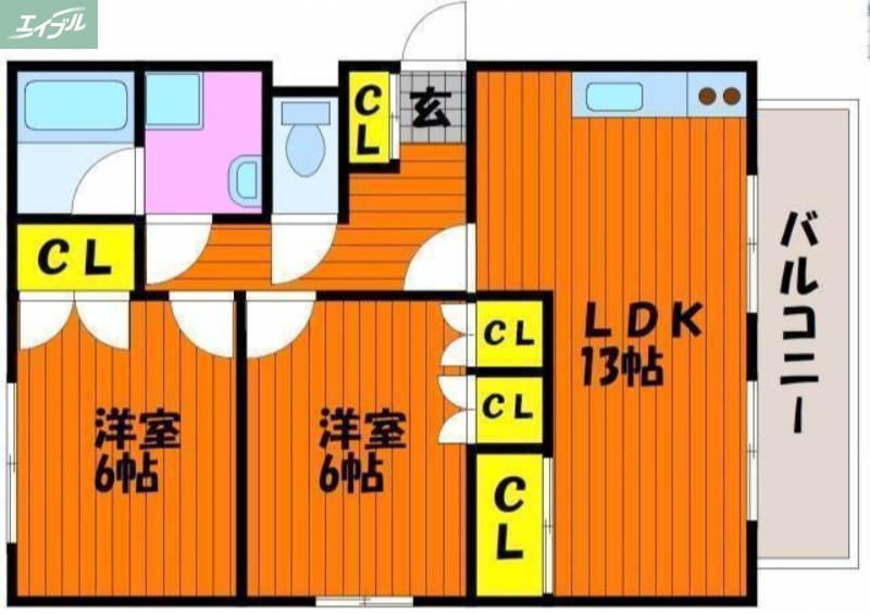 メゾンラフィーネ(2LDK/2階)の間取り写真