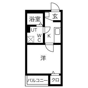 A-FLAT(1K/3階)の間取り写真