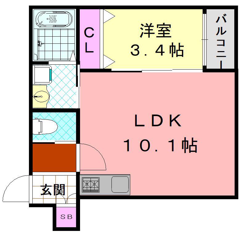 H-MAISON衣摺III(1LDK/2階)の間取り写真