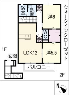 SEAVILLAGE新舞子(2LDK/2階)の間取り写真