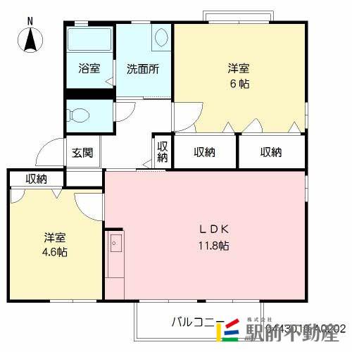 プレジールすがや(2LDK/2階)の間取り写真