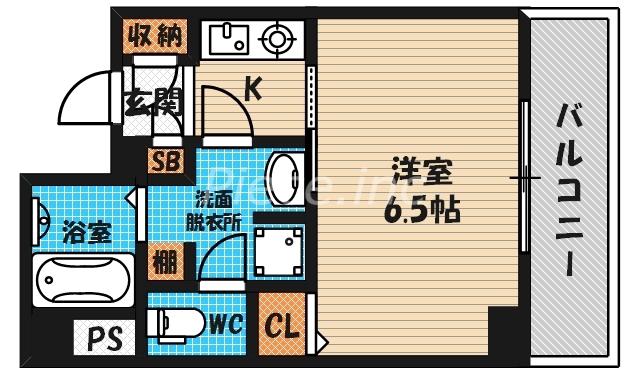 アクアプレイス東天満(1K/8階)の間取り写真