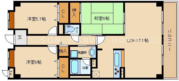 オトギク(3LDK/3階)の間取り写真
