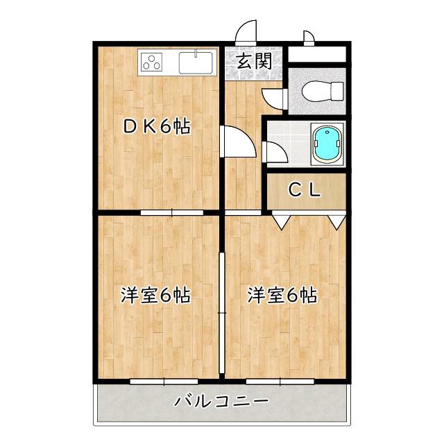 ロイヤルハイツ深井清水(2DK/3階)の間取り写真