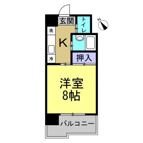 サンライフ有楽(1K/1階)の間取り写真
