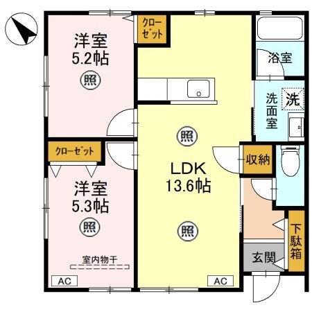 サンモールCC 2LDK(2LDK/1階)の間取り写真