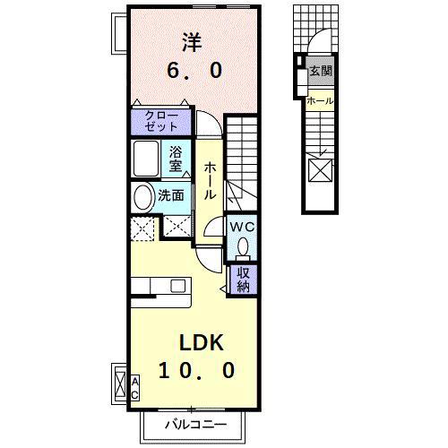 MALEETERNO(1LDK/2階)の間取り写真