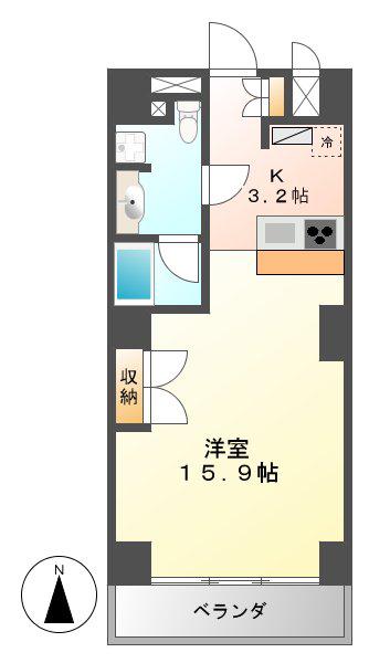 スクエア名駅南(1K/4階)の間取り写真